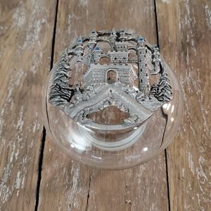 Pewter Castle Cap Potpourri Glass Bowl